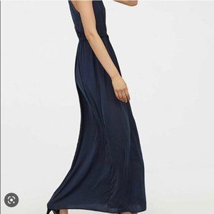 Massimo Dutti Navy Maxi Halter Dress